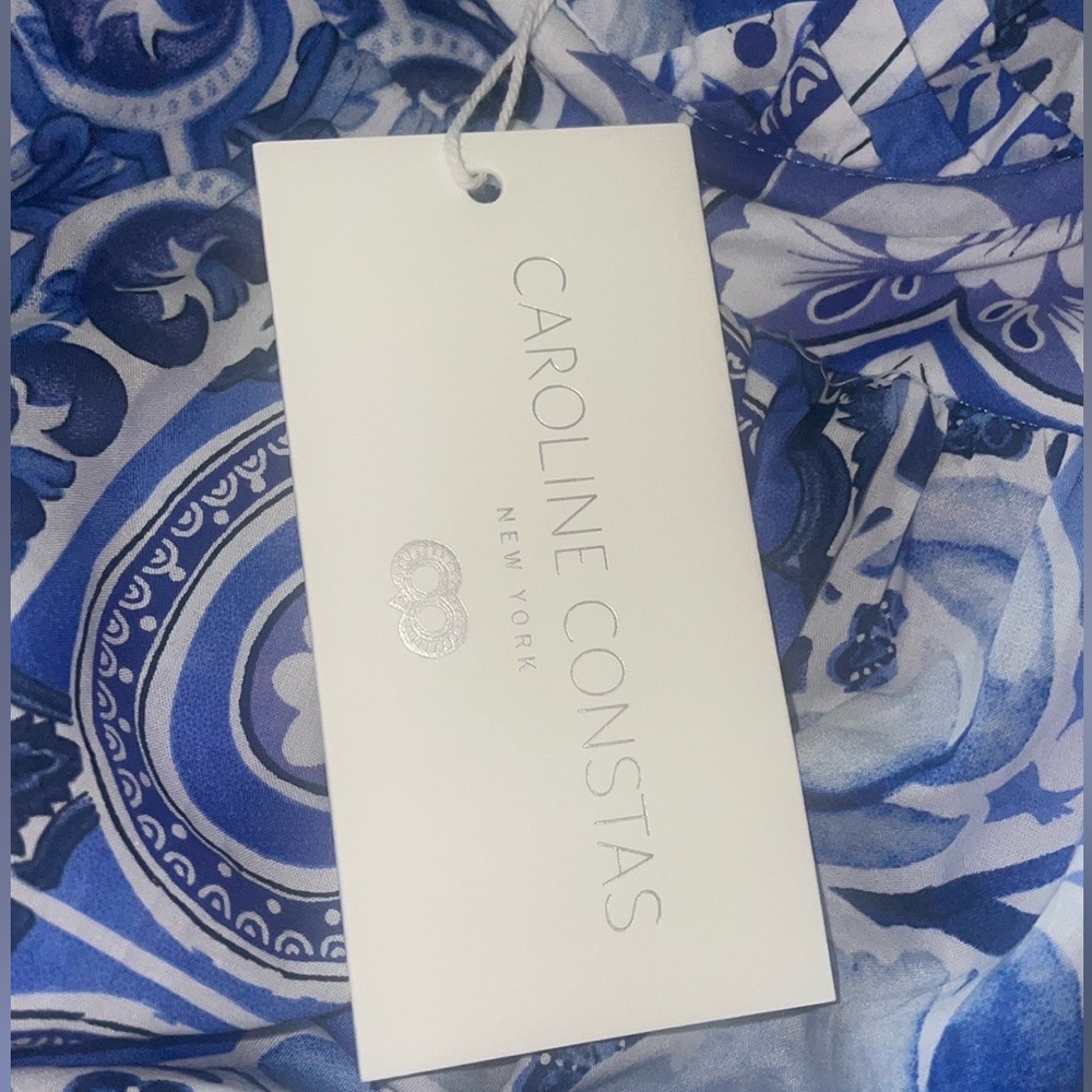 New Caroline Constas New York Grecian Paisley Floral Print Cotton Maxi Dress - Picture 4 of 16